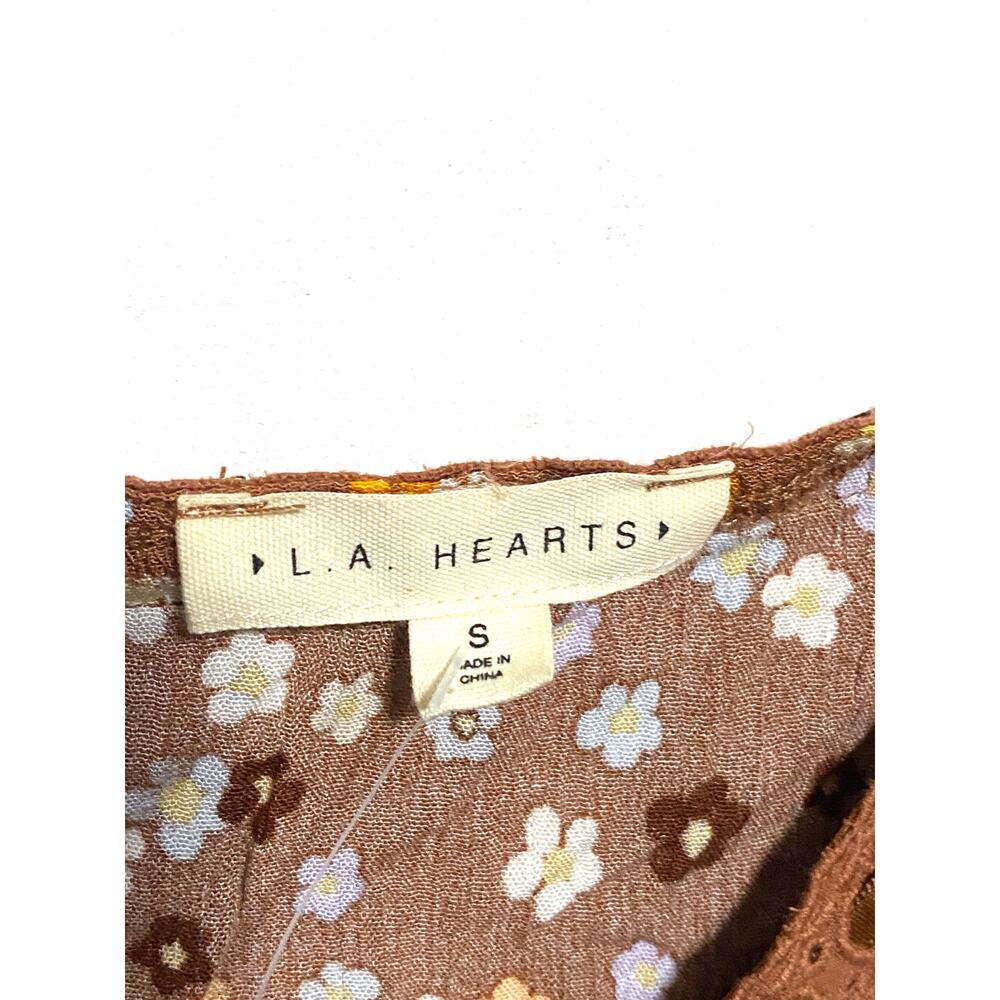 LA Hearts Brown Floral Coquette Crop Top S Lace Bow Milkmaid Cottage Boho NWT - Picture 5 of 9